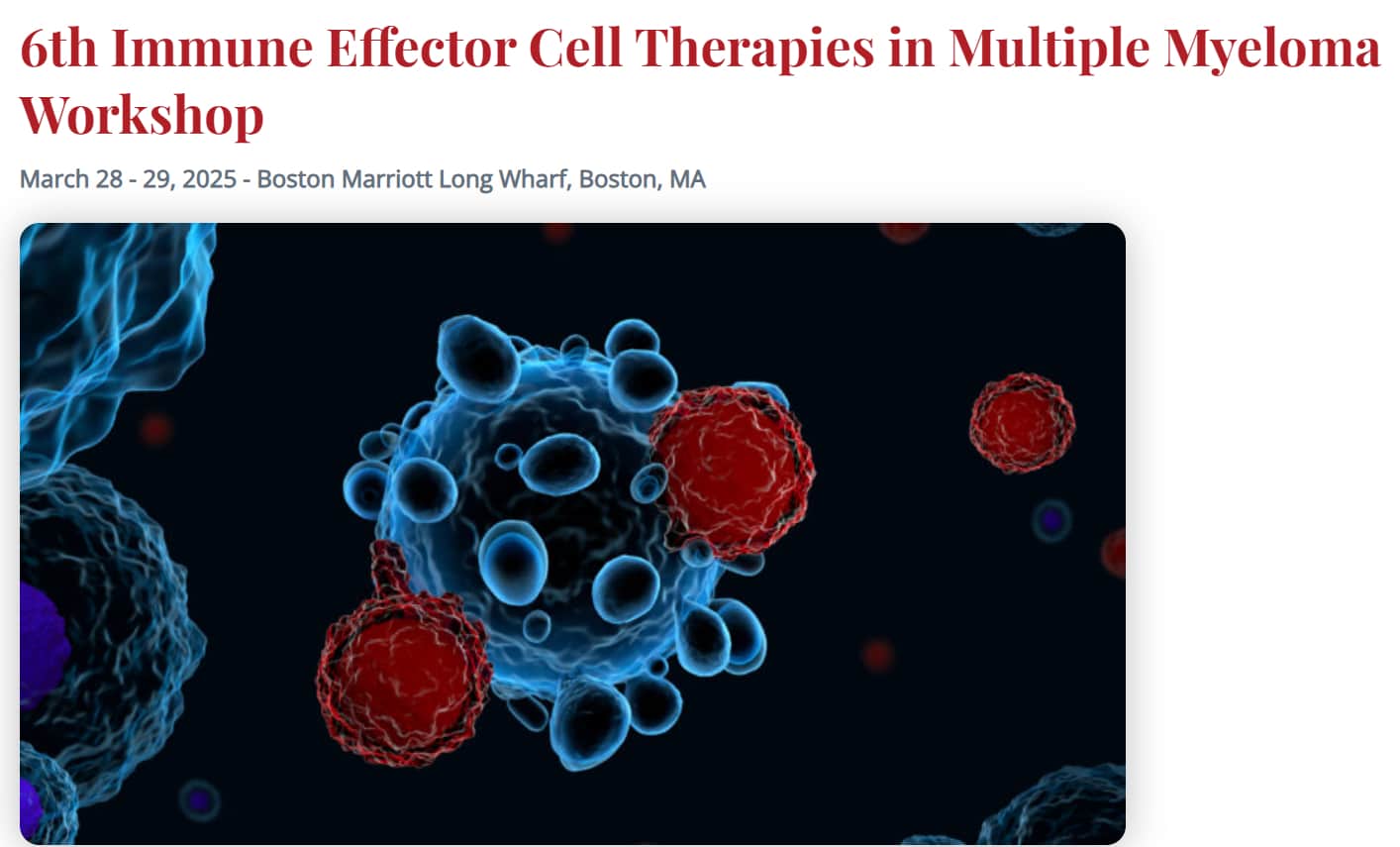 International Myeloma Society 6th Immune Effector Cell Therapies in Multiple Myeloma Workshop 2025